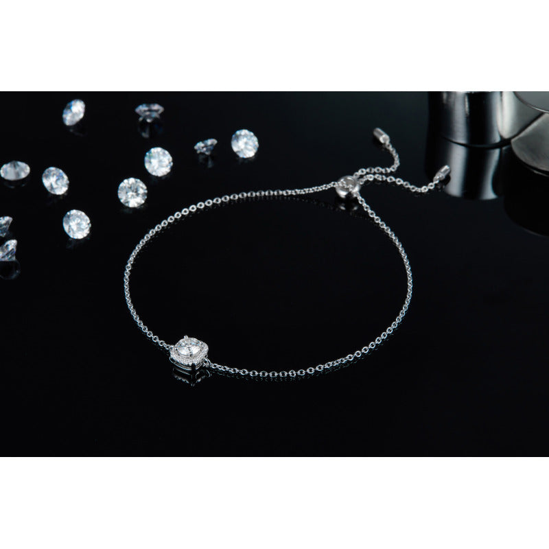 925 Sterling Silver Round Cut CZ Diamond Halo Bracelet 2