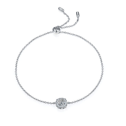 925 Sterling Silver Halo Round Cut CZ Diamond Bracelet 1