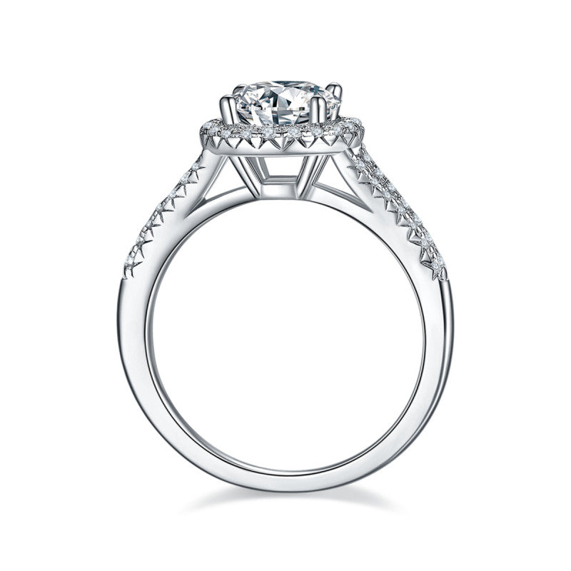 925 Sterling Silver Halo Round Cut CZ Ring 3