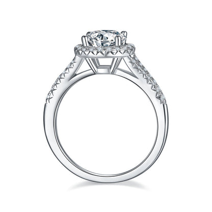 925 Sterling Silver Halo Round Cut CZ Ring 3