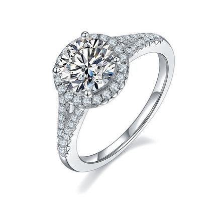 925 Sterling Silver Halo Round Cut CZ Ring 1