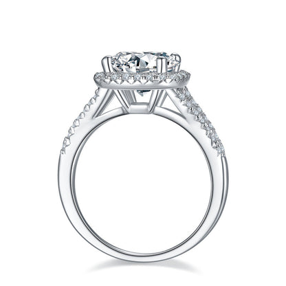 925 Sterling Silver Halo Round Cut CZ Ring 3