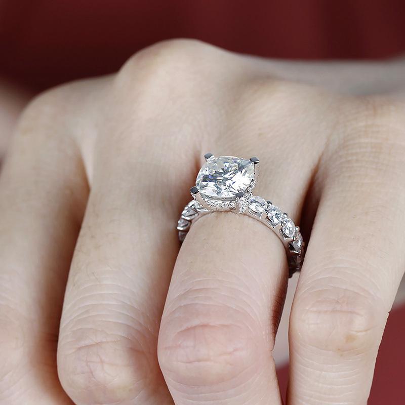 925 Sterling Silver Cushion Cut CZ Classic Ring for women 2