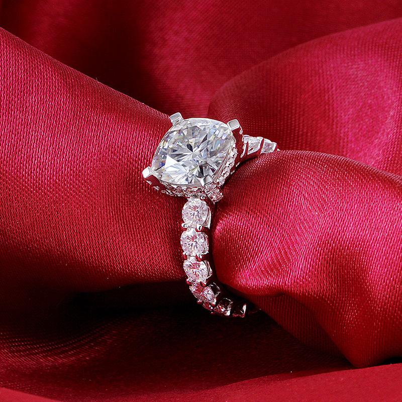 925 Sterling Silver Cushion Cut CZ Classic Ring for women 3