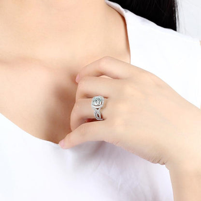 925 Sterling Silver  Cushion Cut CZ Twist Shank Ring for women 5