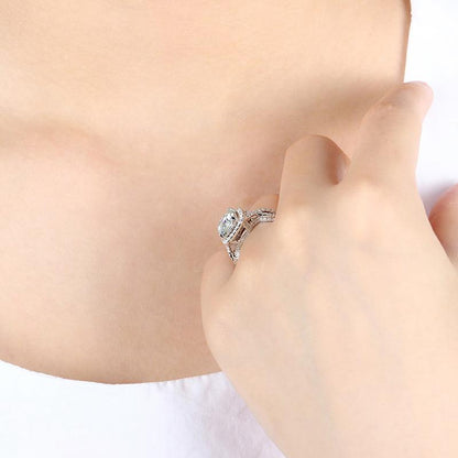 925 Sterling Silver  Cushion Cut CZ Twist Shank Ring for women 3