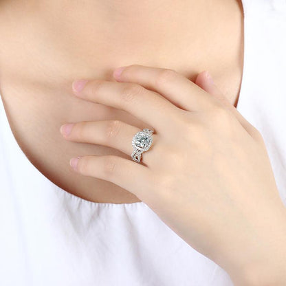 925 Sterling Silver  Cushion Cut CZ Twist Shank Ring for women 4