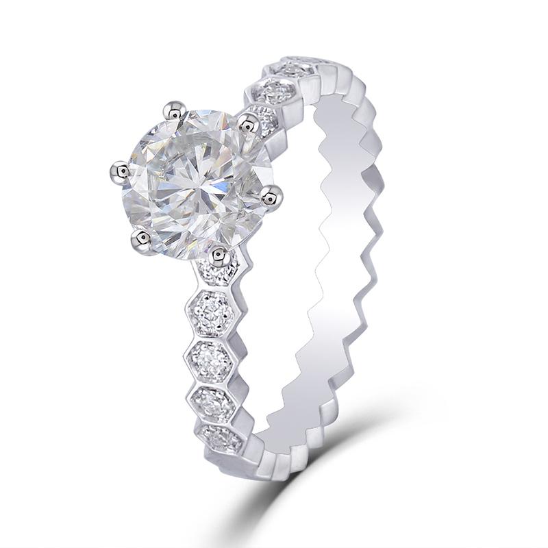 925 Sterling Silver Round Cut CZ Honeycomb Ring 1