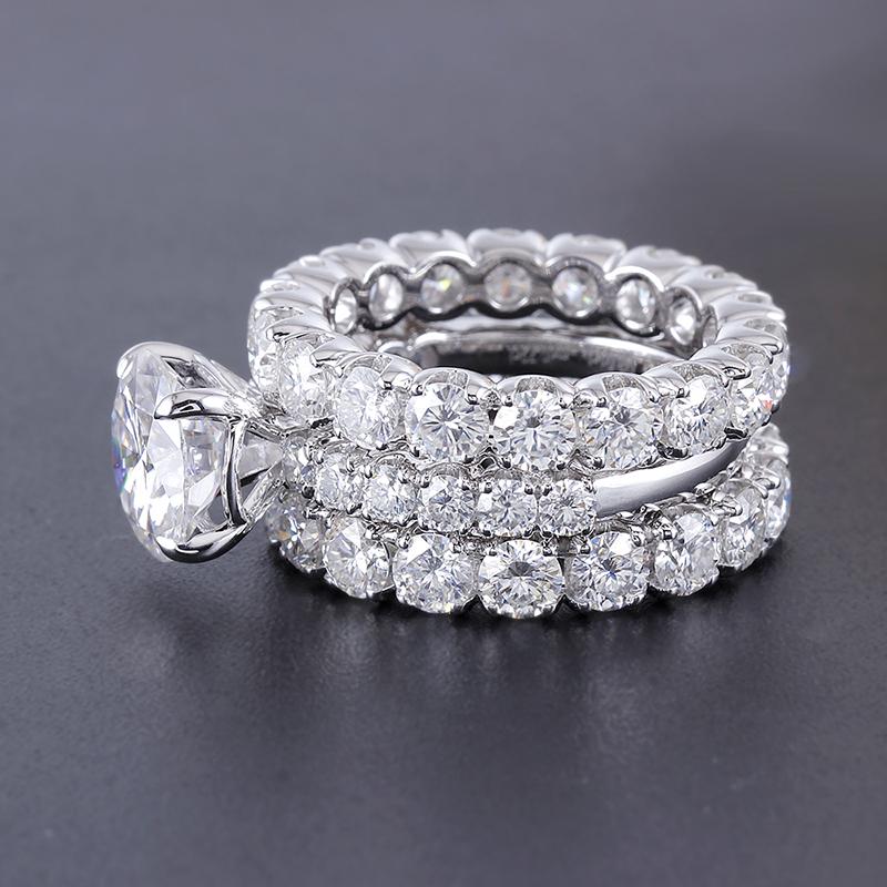 925 Silver Sterling  Round Cut CZ Diamond Couple Bridal Ring 2