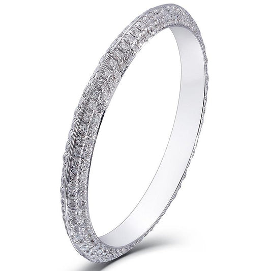 925 Sterling Silver Round Cut 0.8mm CZ Eternity Ring 1