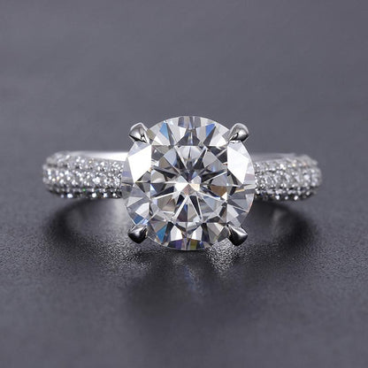 925 Sterling Silver Round Cut 4ct CZ Classic Ring 4