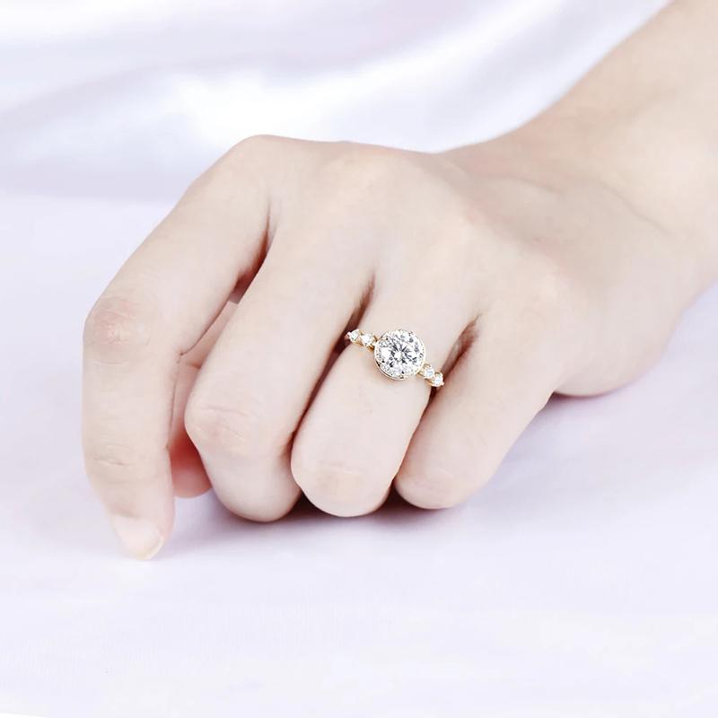 925 Sterling Silver Round Cut CZ Halo Ring for women 5