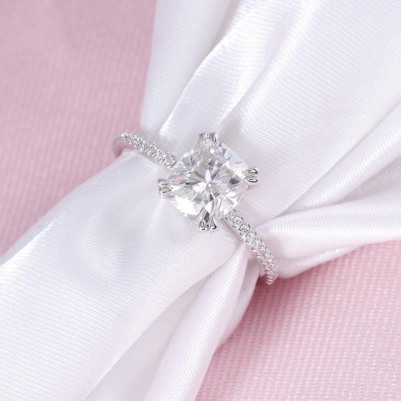 925 Sterling Silver Double Prong Cushion Cut CZ Diamond Classic Ring 3