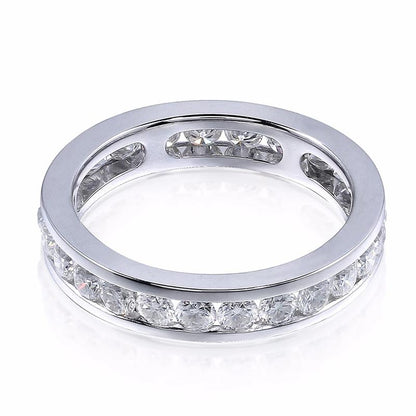 925 Silver Sterling 2.5mm Round Cut 1.6cttw CZ Half Eternity Ring 1