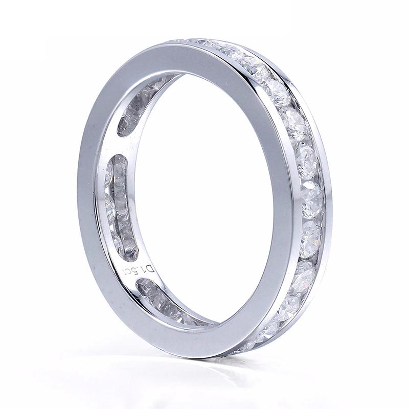 925 Silver Sterling 2.5mm Round Cut 1.6cttw CZ Half Eternity Ring 2