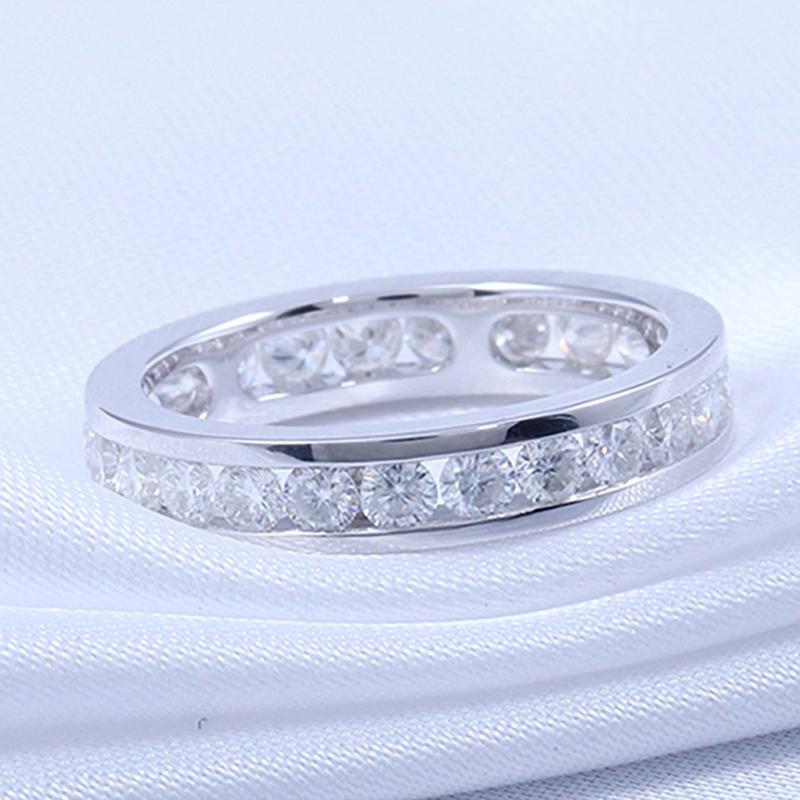 925 Silver Sterling 2.5mm Round Cut 1.6cttw CZ Half Eternity Ring 6