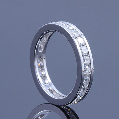 925 Silver Sterling 2.5mm Round Cut 1.6cttw CZ Half Eternity Ring 7