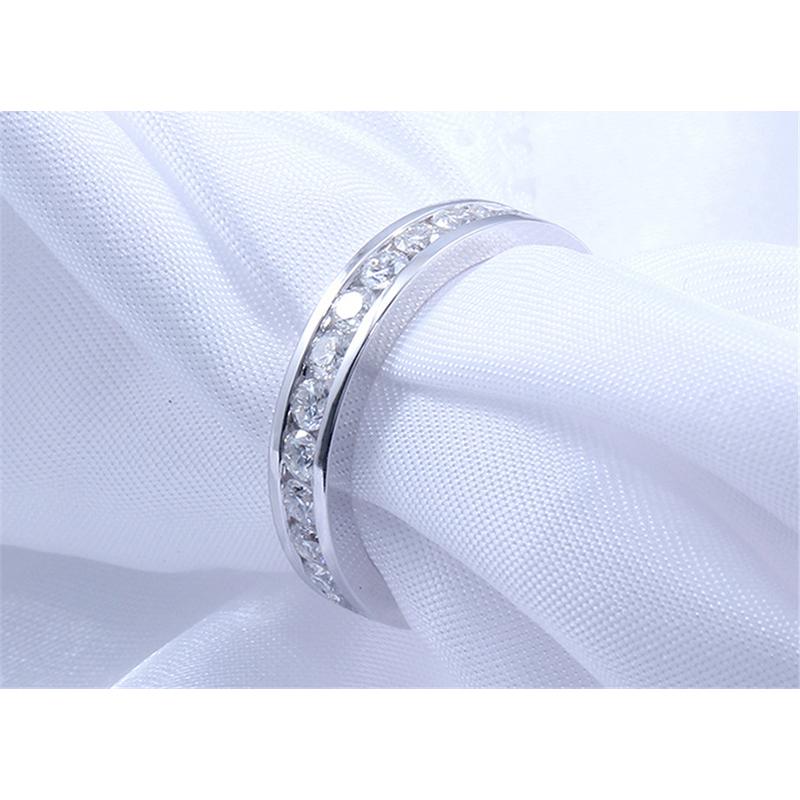 925 Silver Sterling 2.5mm Round Cut 1.6cttw CZ Half Eternity Ring 5