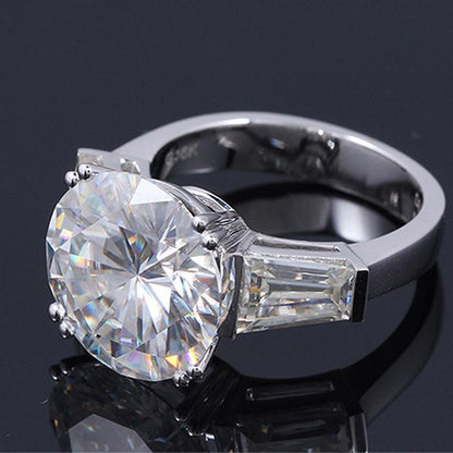 925 Sterling Silver Round Cut CZ Three Stone Ring 5