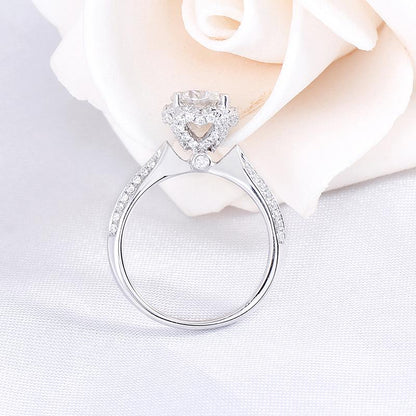 925 Sterling Silver 6.5mm Round Cut CZ Unique Ring 2