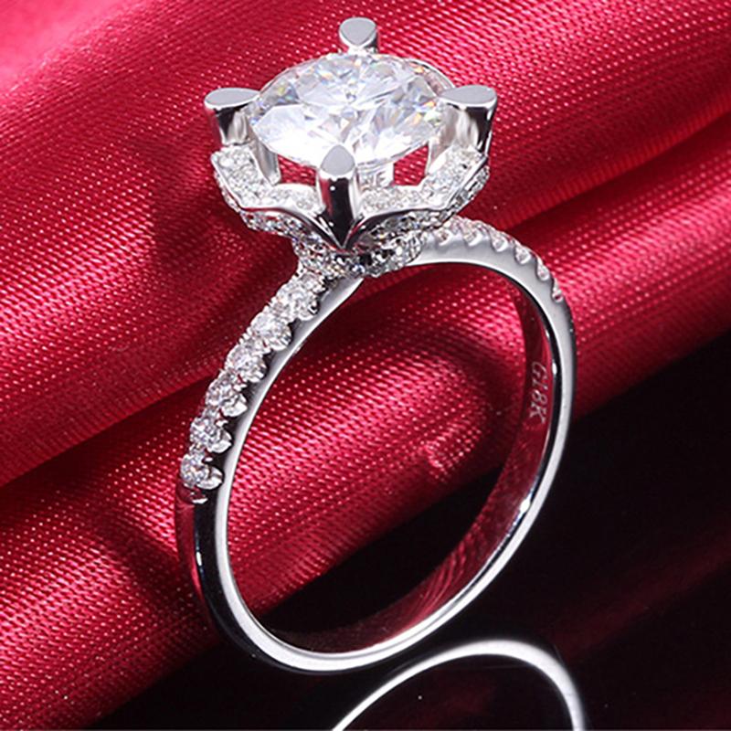 925 Sterling Silver Round Cut CZ Bridal Ring for women 6