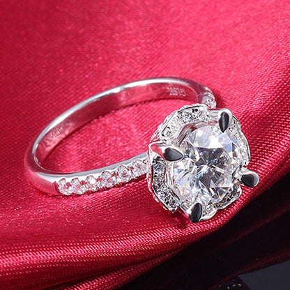 925 Sterling Silver Round Cut CZ Bridal Ring for women 4