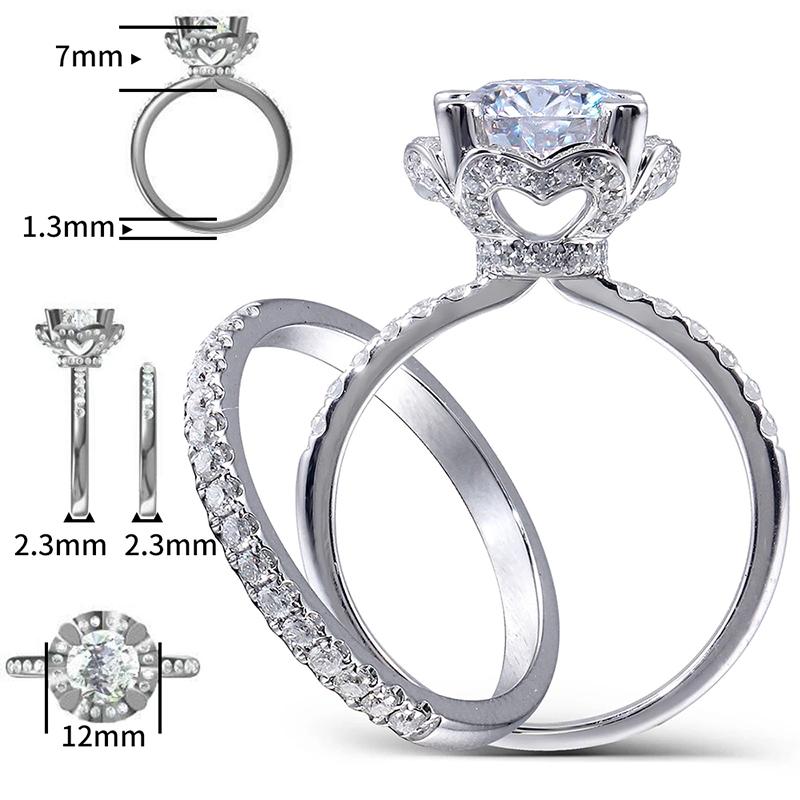 925 Sterling Silver Round Cut CZ Bridal Ring for women 7