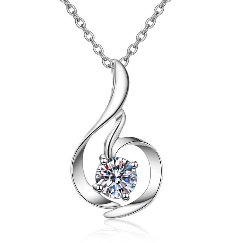 925 Sterling Silver Round Cut CZ Pendant Necklace 1