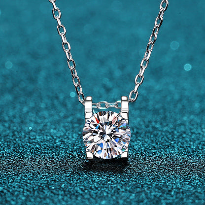 925 Sterling Silver Classic Round Cut CZ Diamond Necklace 4