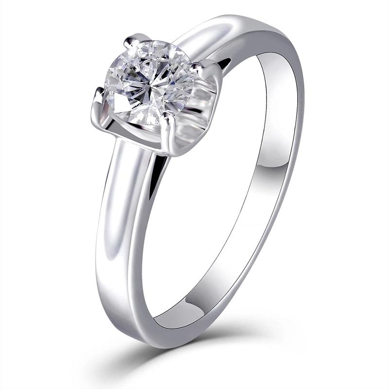 925 Sterling Silver Round Cut CZ Solitaire Rings 1