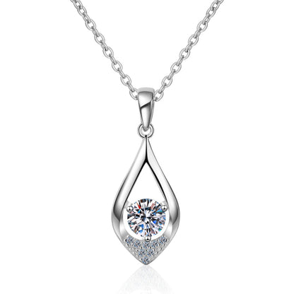 925 Sterling Silver Round Cut CZ Diamond Pendant Necklace 1