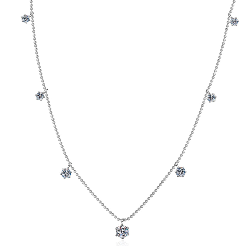 925 Sterling Silver Round Cut CZ Diamond 7-Stone Necklace 1