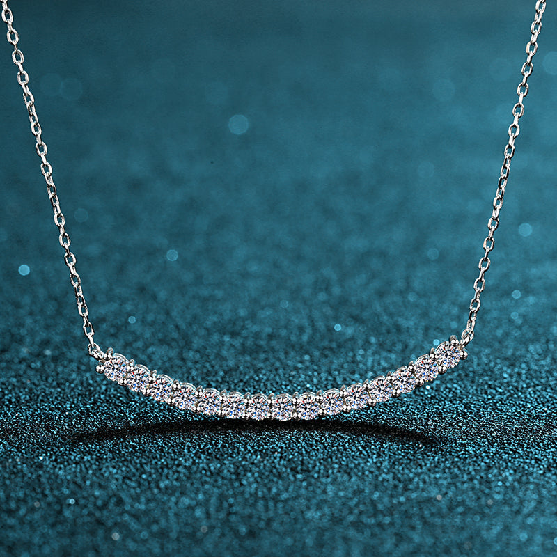 925 Sterling Silver Round Cut CZ Arc Row Necklace 6