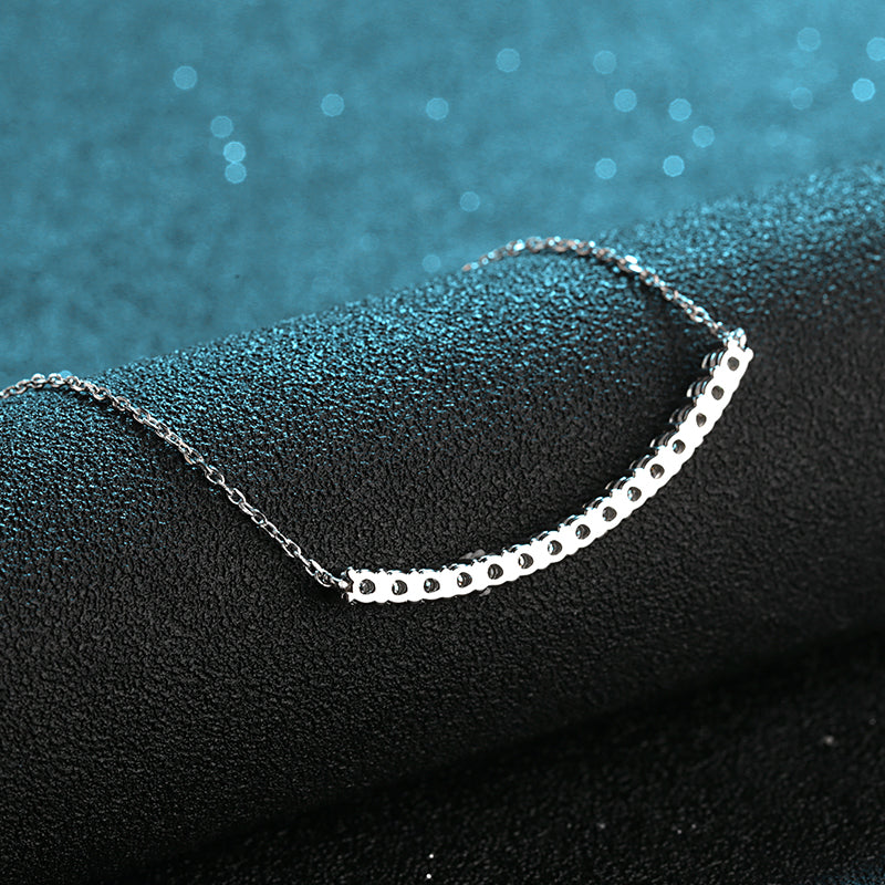 925 Sterling Silver Round Cut CZ Arc Row Necklace 5