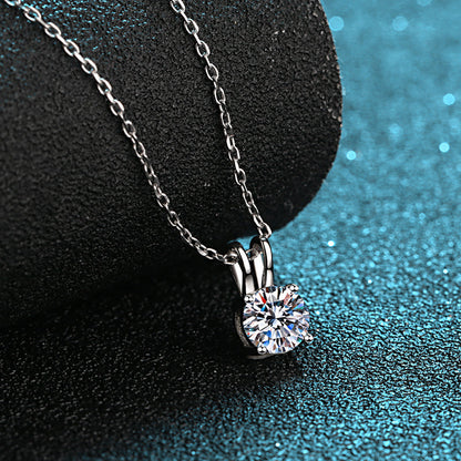 925 Sterling Silver Round Cut CZ Simple Pendant Necklace 6