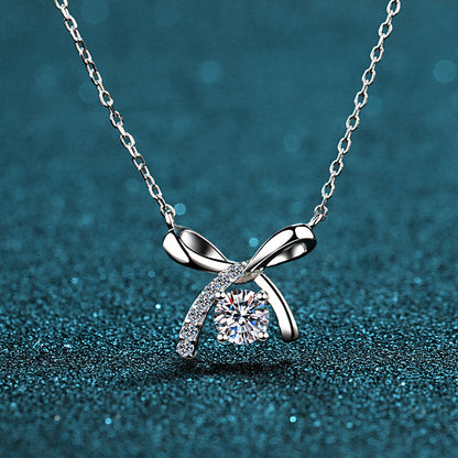 925 Sterling Silver Round Cut CZ Knot Necklace 5