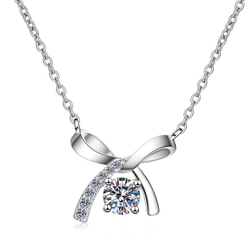 925 Sterling Silver Round Cut CZ Knot Necklace 1