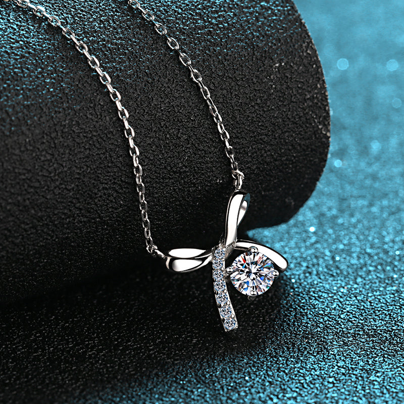 925 Sterling Silver Round Cut CZ Knot Necklace 4