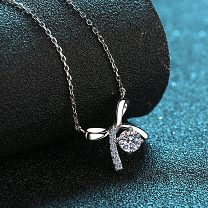 925 Sterling Silver Round Cut CZ Knot Necklace 4