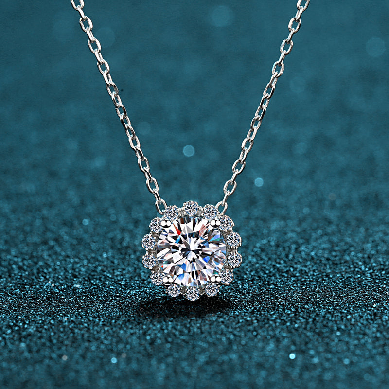 925 Sterling Silver Round Cut CZ Diamond Classic Necklace 6