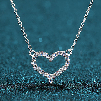 925 Sterling Silver Round Cut CZ Heart-shaped Necklace 6