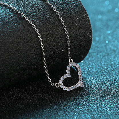 925 Sterling Silver Round Cut CZ Heart-shaped Necklace 4