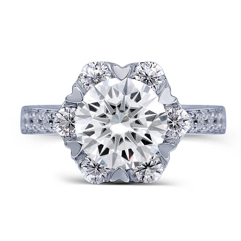 925 Sterling Silver Round Cut CZ Halo Ring 2