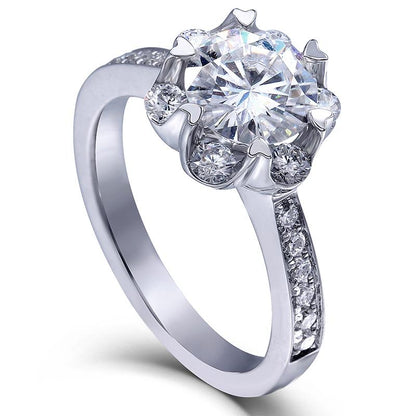 925 Sterling Silver Round Cut CZ Halo Ring 1