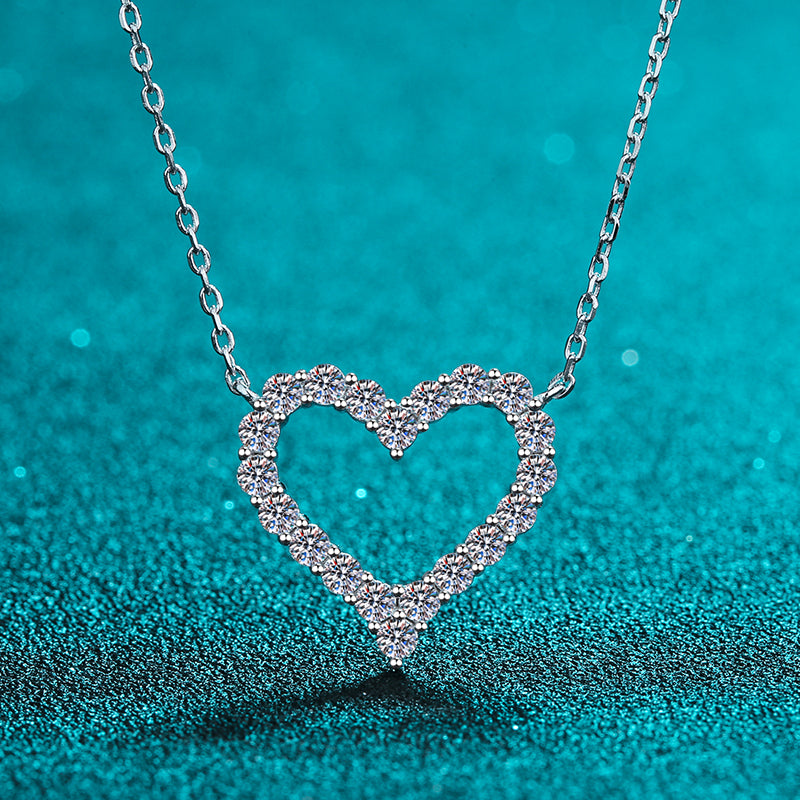 925 Sterling Silver Round Cut CZ Sweet Heart Love Necklace 3