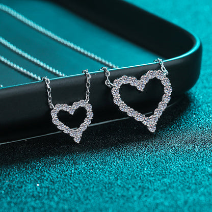 925 Sterling Silver Round Cut CZ Sweet Heart Love Necklace 4