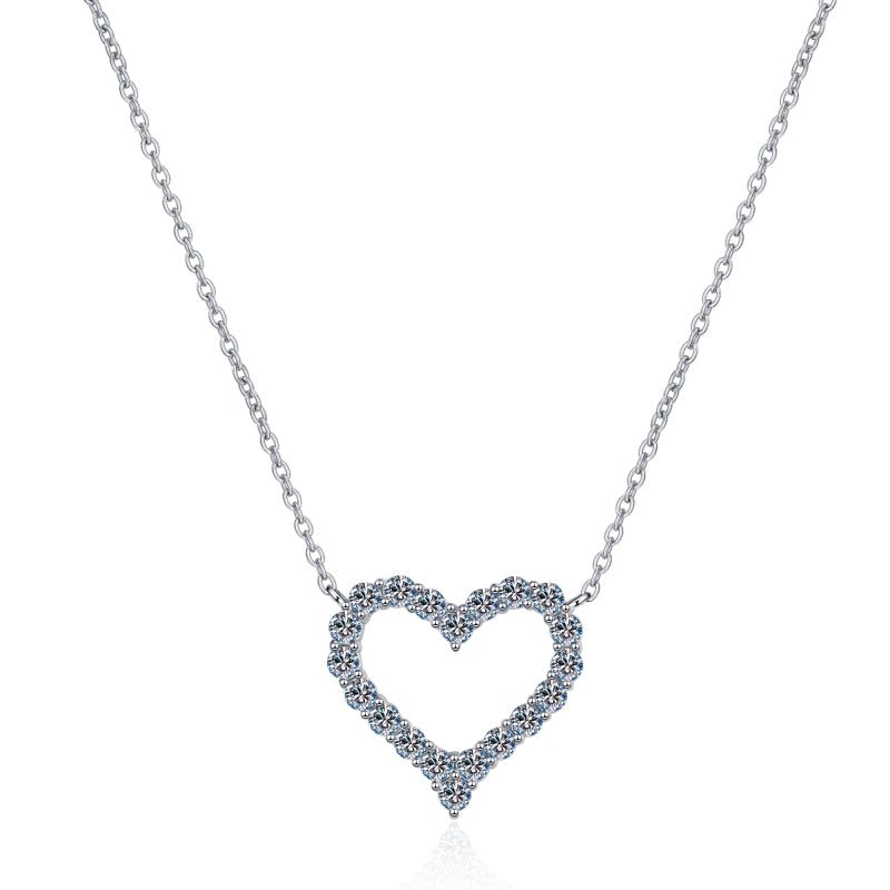 925 Sterling Silver Round Cut CZ Sweet Heart Love Necklace 1