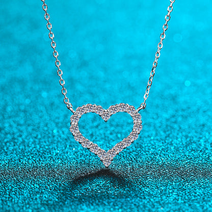 925 Sterling Silver Round Cut CZ Heart Love Necklace 4