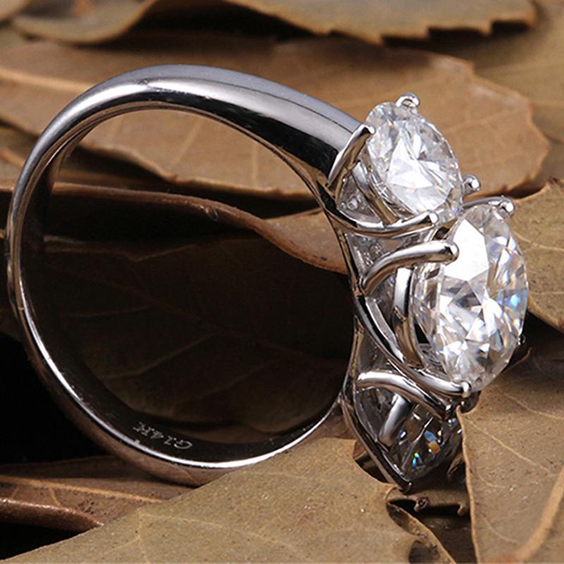 925 Sterling Silver Round Cut CZ Three Stone Ring for women 5