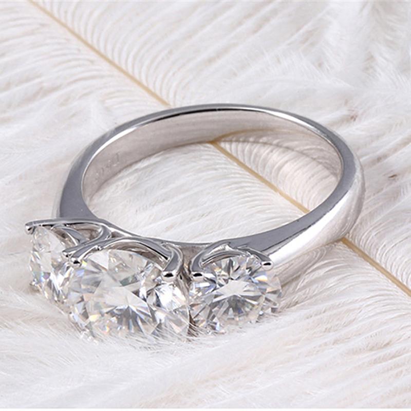 925 Sterling Silver Round Cut CZ Three Stone Ring for women 2